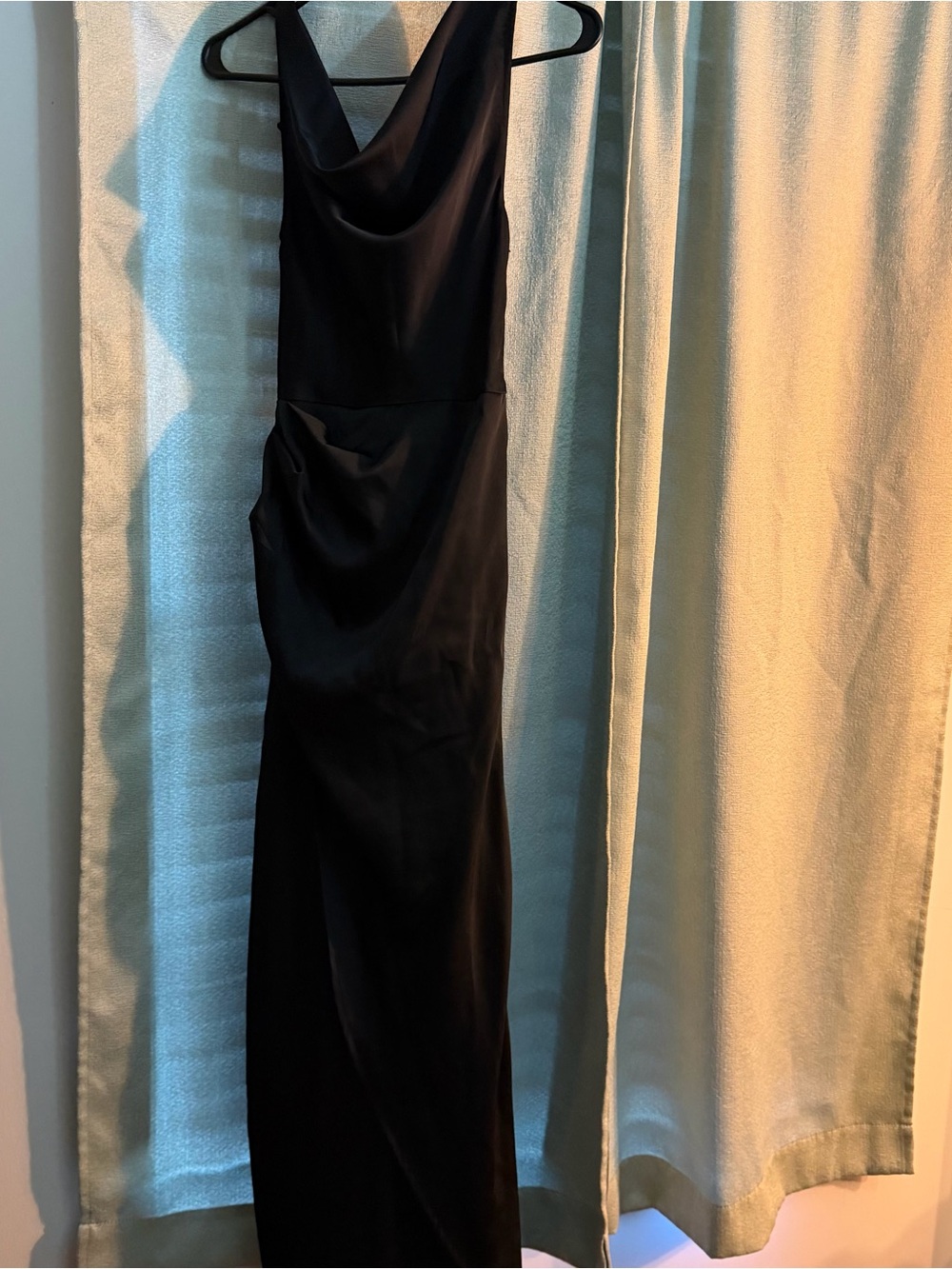 PrettyLittleThing Black One-Shoulder Cowl Midi Dress